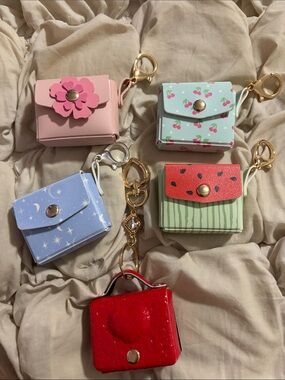 Free People Faux Leather Patterned Mini Bag AirPod Case Coin Purse Key Charm Set